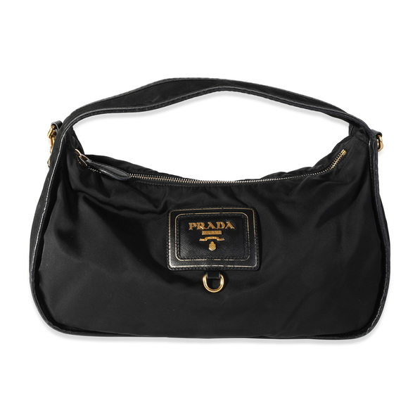 Prada Handbags - Prada Black Tessuto Nylon & Saffiano Leather Hobo
